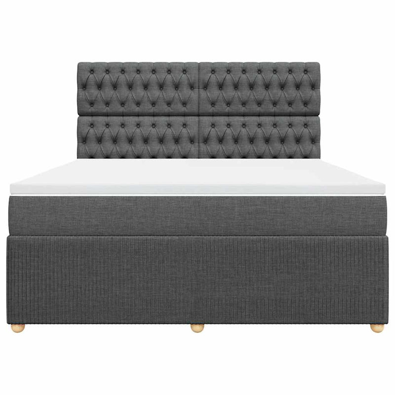 Pat box spring cu saltea, gri închis, 180x200 cm, textil