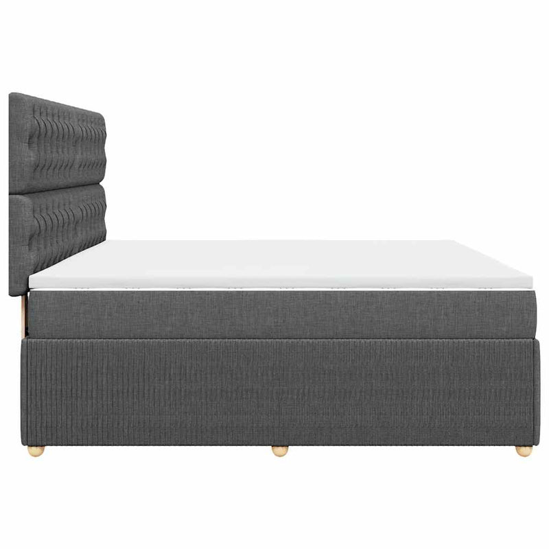 Pat box spring cu saltea, gri închis, 180x200 cm, textil