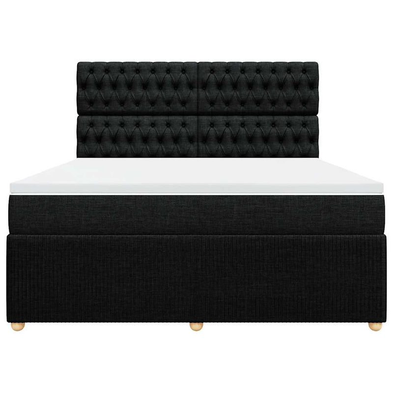 Pat box spring cu saltea, negru, 180x200 cm, catifea