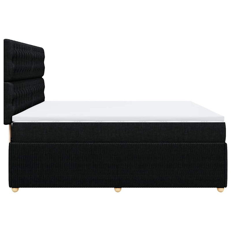 Pat box spring cu saltea, negru, 180x200 cm, catifea