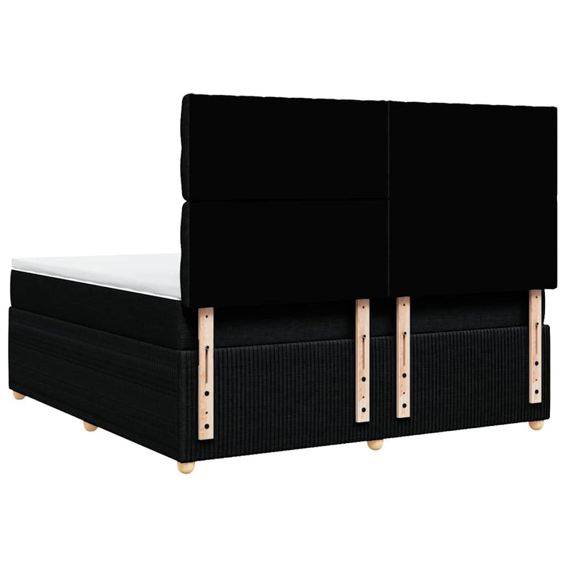 Pat box spring cu saltea, negru, 180x200 cm, catifea