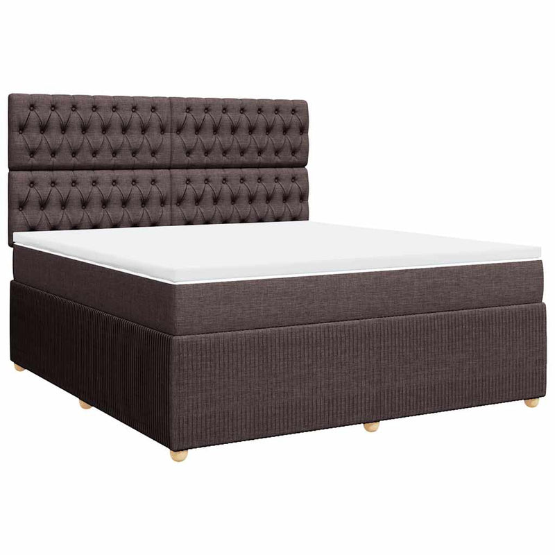 Pat continental cu saltea maro închis 180x200cm material textil