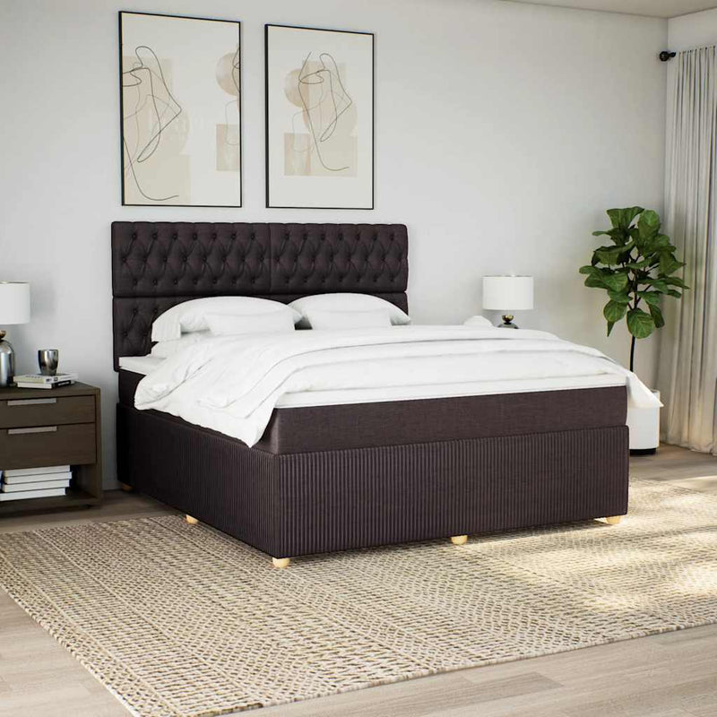 Pat continental cu saltea maro închis 180x200cm material textil