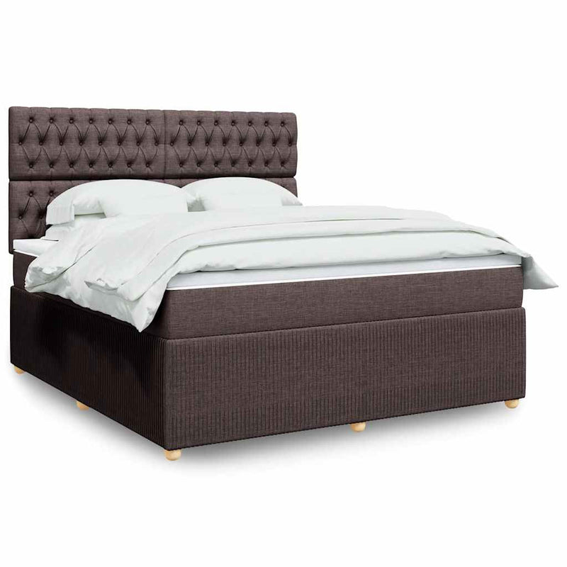 Pat continental cu saltea maro închis 180x200cm material textil