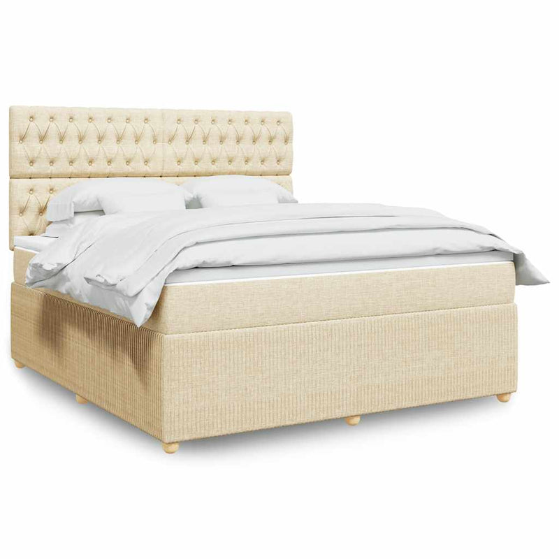 Pat continental cu saltea, crem, 180x200 cm, textil