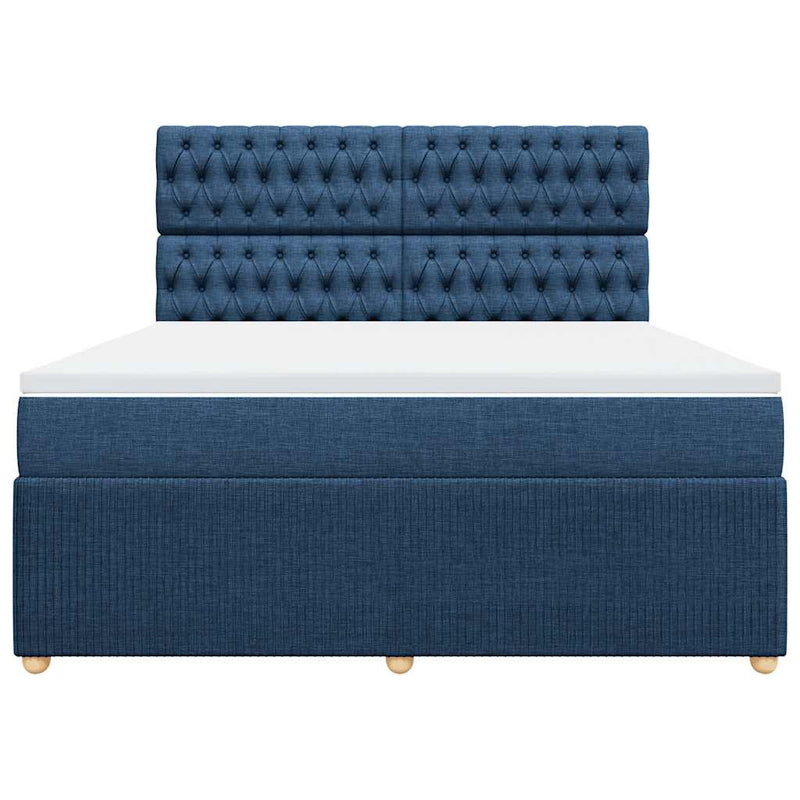 Pat box spring cu saltea, albastru, 180x200 cm, material textil