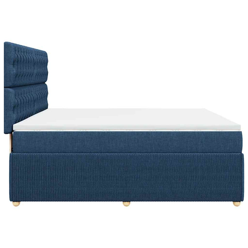Pat box spring cu saltea, albastru, 180x200 cm, material textil