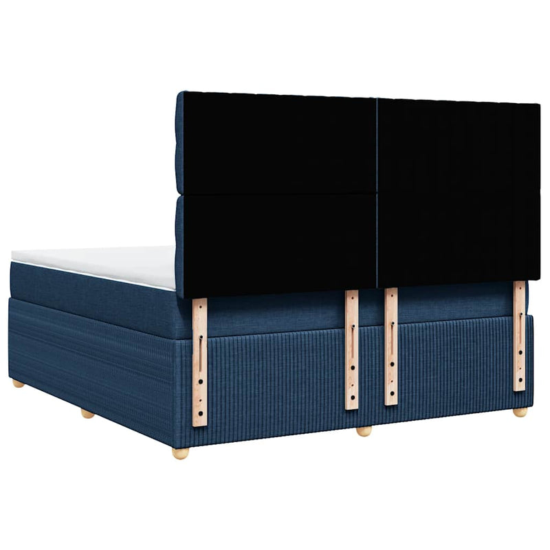 Pat box spring cu saltea, albastru, 180x200 cm, material textil