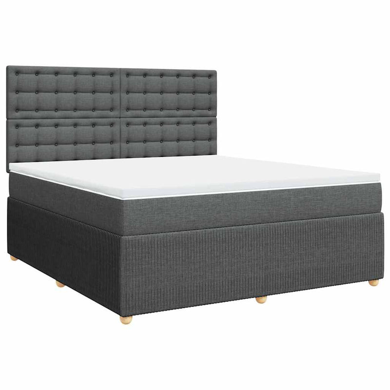 Pat box spring cu saltea, gri închis, 180x200 cm, textil