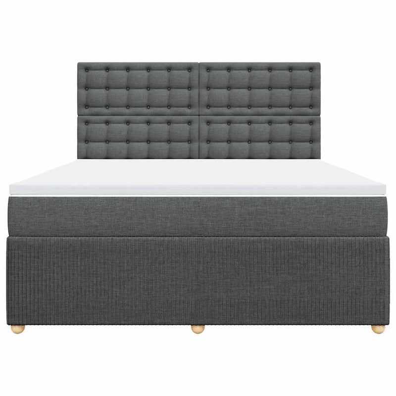 Pat box spring cu saltea, gri închis, 180x200 cm, textil