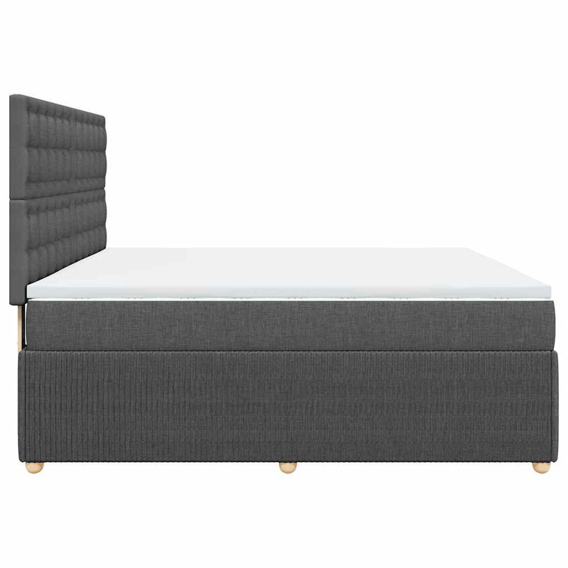 Pat box spring cu saltea, gri închis, 180x200 cm, textil