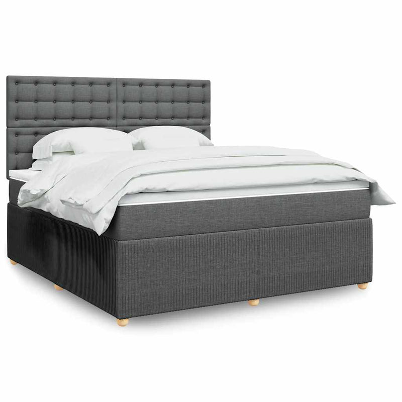Pat box spring cu saltea, gri închis, 180x200 cm, textil