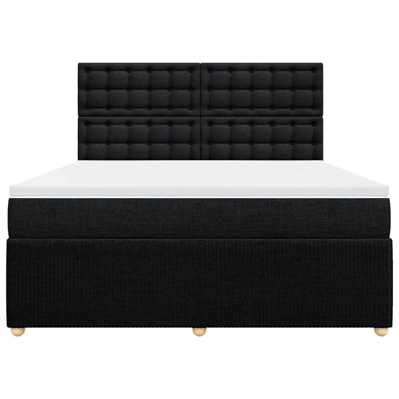 Pat box spring cu saltea, negru, 180x200 cm, catifea