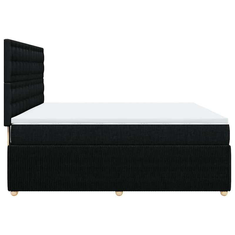 Pat box spring cu saltea, negru, 180x200 cm, catifea