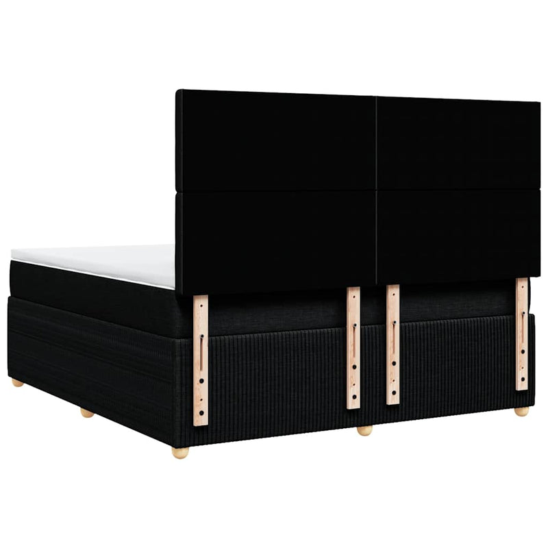 Pat box spring cu saltea, negru, 180x200 cm, catifea