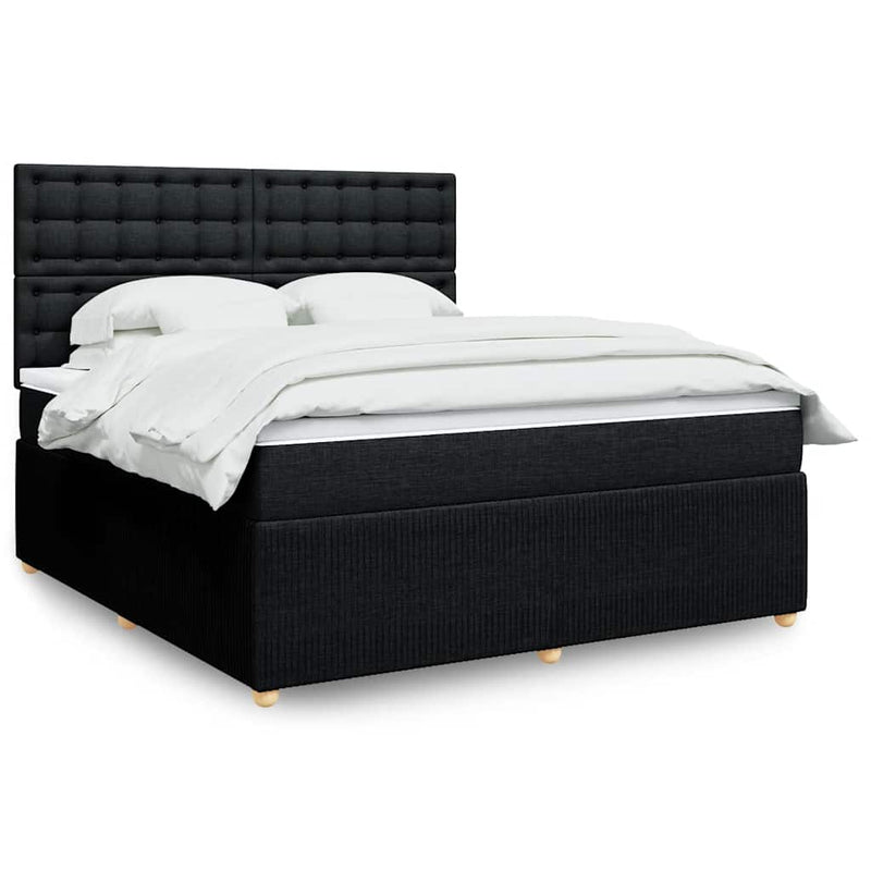 Pat box spring cu saltea, negru, 180x200 cm, catifea