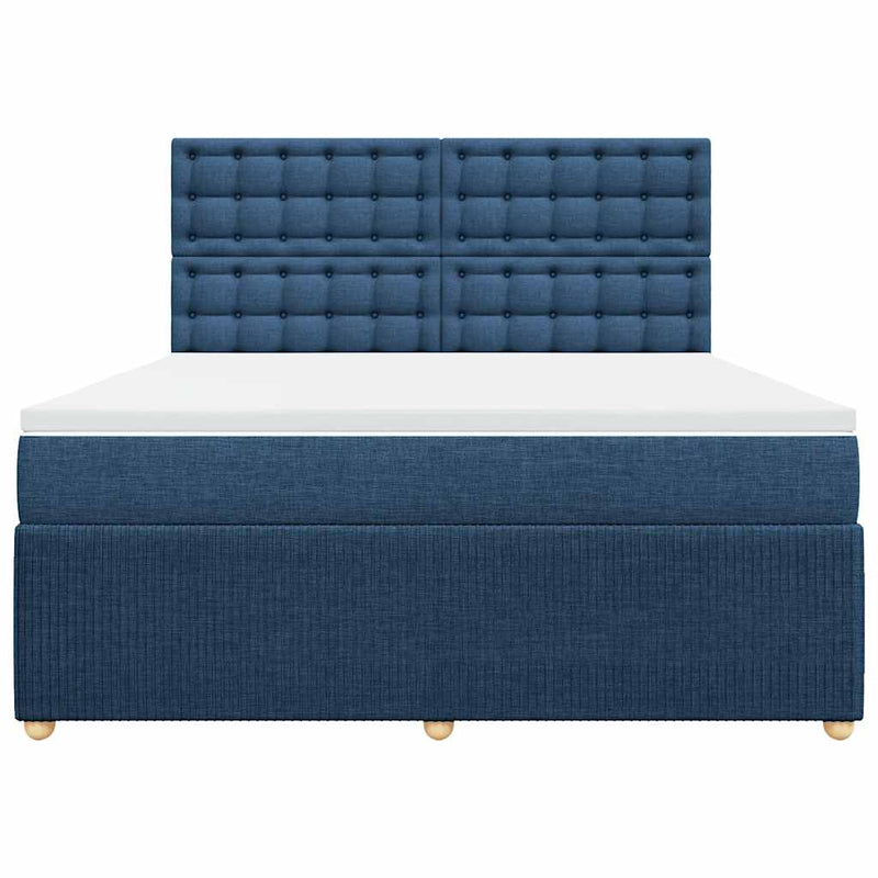 Pat box spring cu saltea, albastru, 180x200 cm, material textil