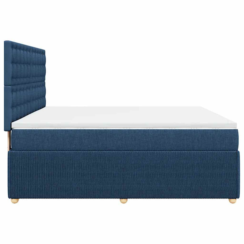 Pat box spring cu saltea, albastru, 180x200 cm, material textil