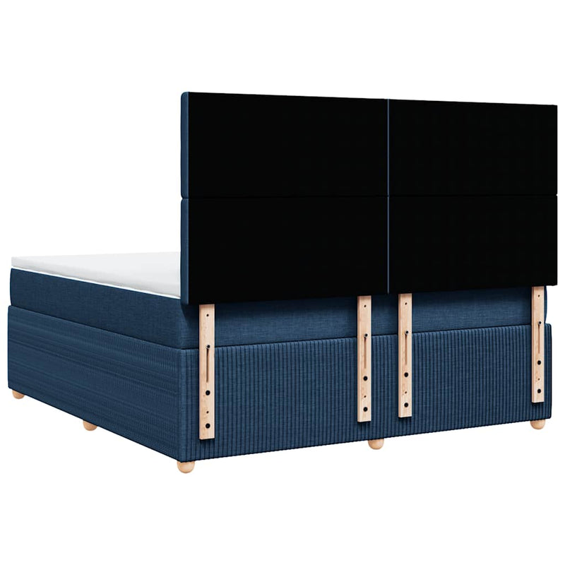 Pat box spring cu saltea, albastru, 180x200 cm, material textil