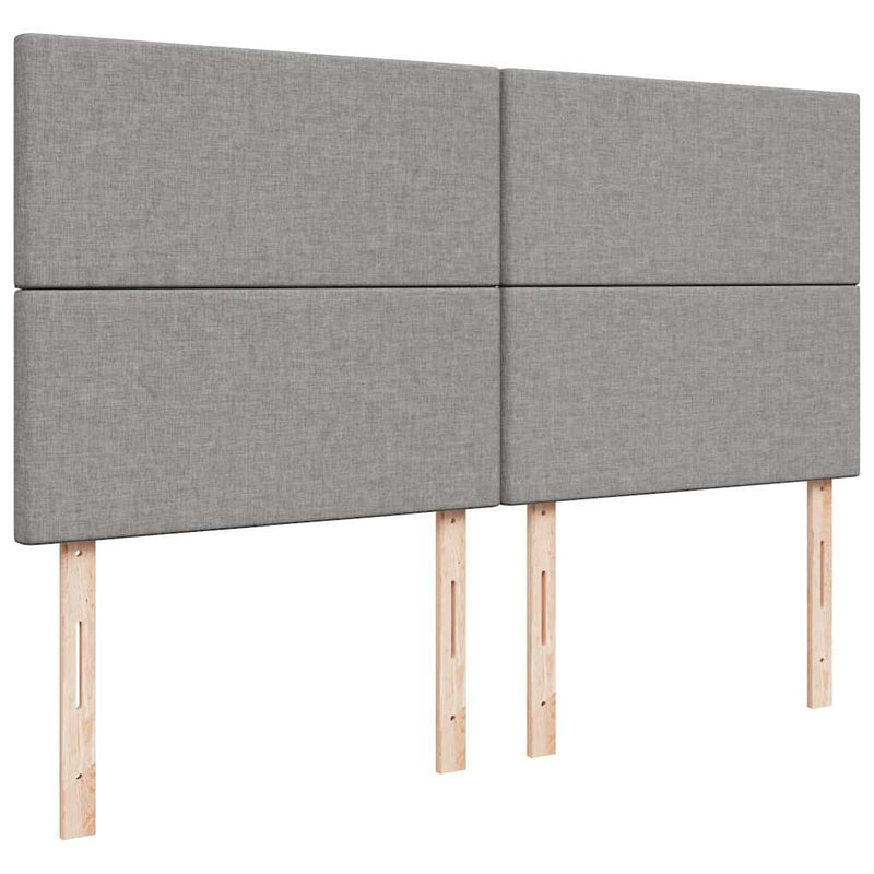 Pat box spring cu saltea, gri deschis, 200x200 cm, textil
