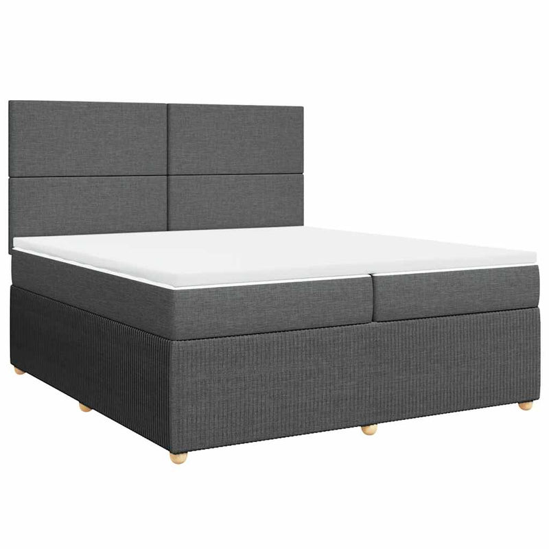 Pat box spring cu saltea, gri închis, 200x200 cm, textil