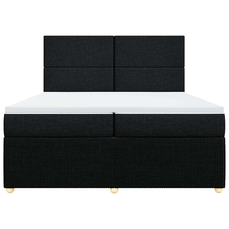 Pat box spring cu saltea, negru, 200x200 cm, textil