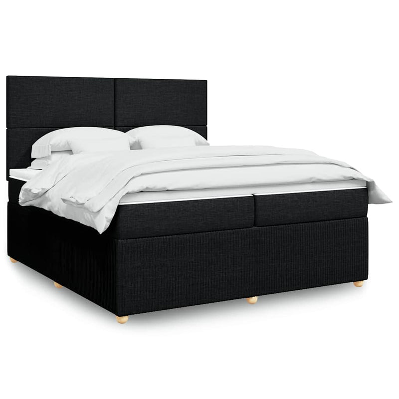 Pat box spring cu saltea, negru, 200x200 cm, textil