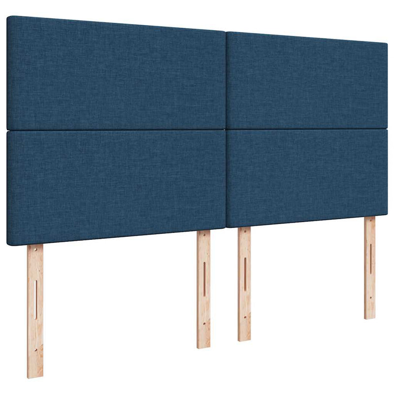 Pat box spring cu saltea, albastru, 200x200 cm, textil
