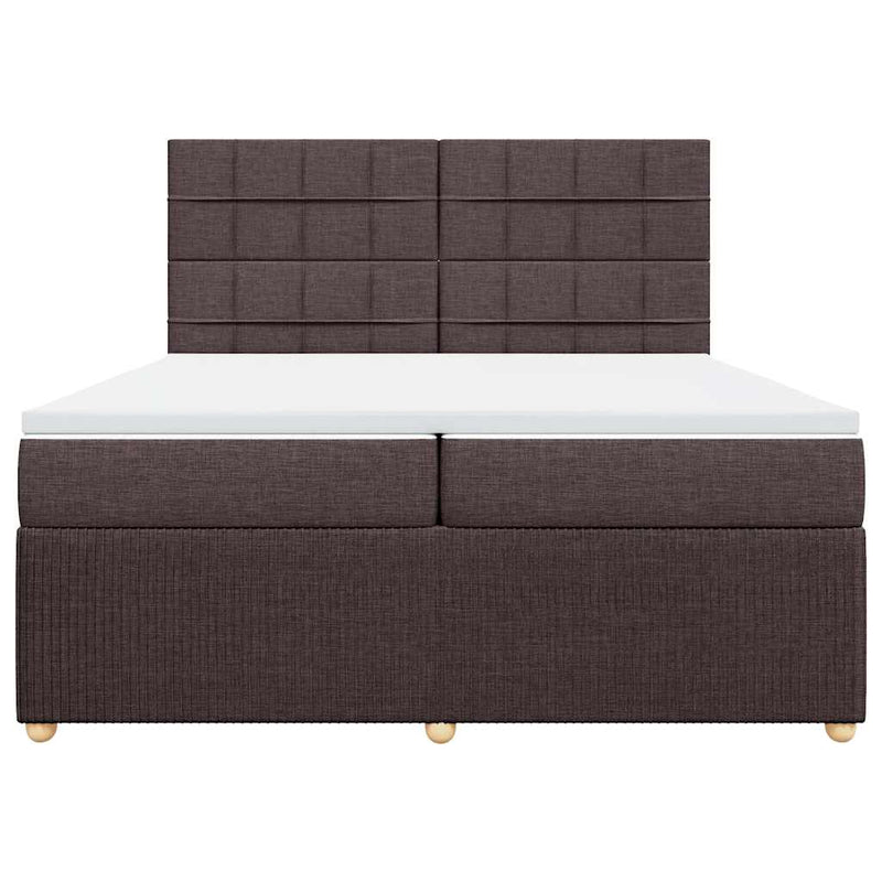 Pat box spring cu saltea, maro închis, 200x200 cm, textil