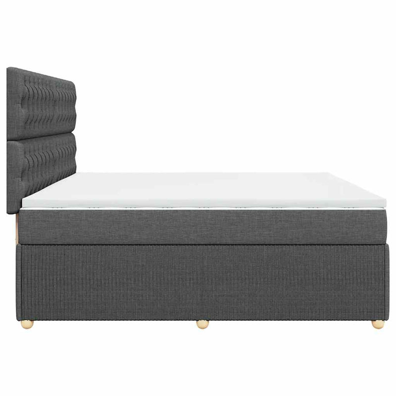 Pat box spring cu saltea, gri închis, 200x200 cm, textil