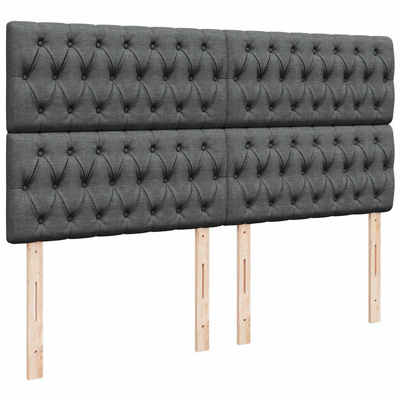 Pat box spring cu saltea, gri închis, 200x200 cm, textil