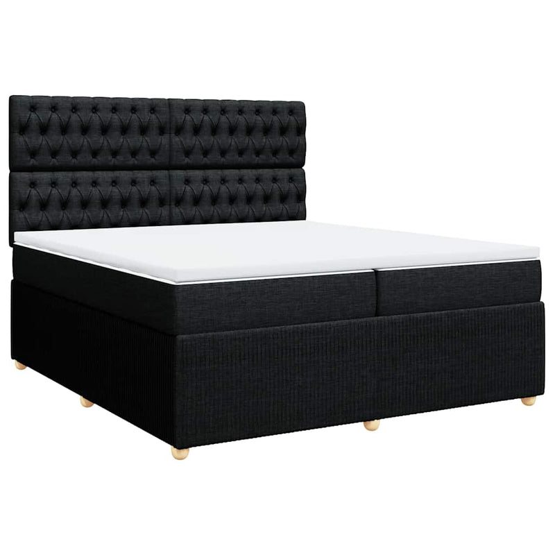 Pat box spring cu saltea, negru, 200x200 cm, textil