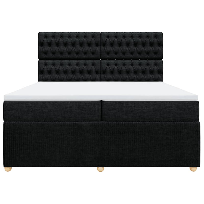 Pat box spring cu saltea, negru, 200x200 cm, textil