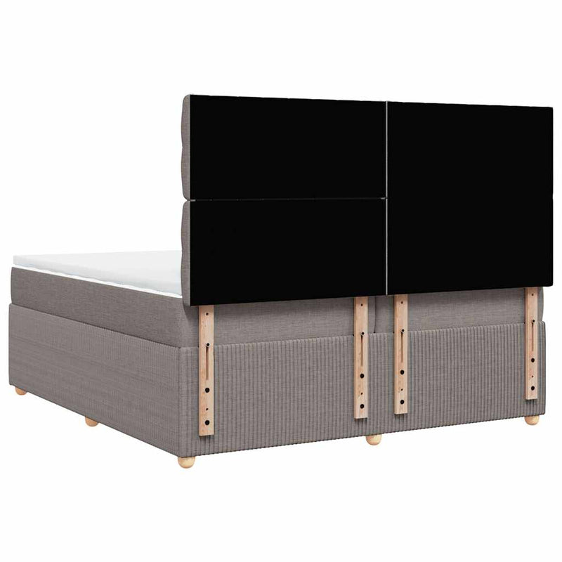 Pat box spring cu saltea, gri taupe, 200x200 cm, textil