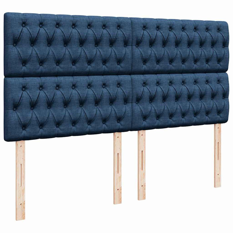 Pat box spring cu saltea, albastru, 200x200 cm, textil