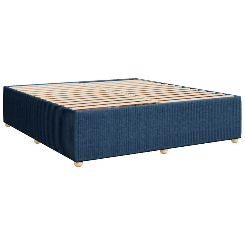 Pat box spring cu saltea, albastru, 200x200 cm, textil
