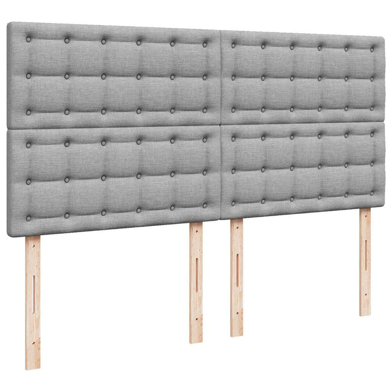 Pat box spring cu saltea, gri deschis, 200x200 cm, textil