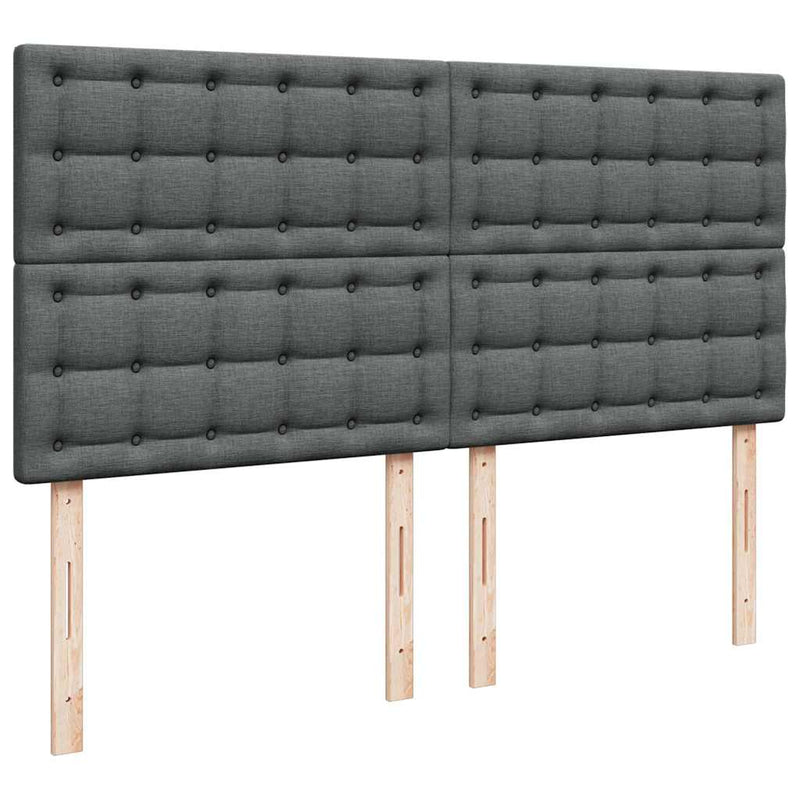 Pat box spring cu saltea, gri închis, 200x200 cm, textil