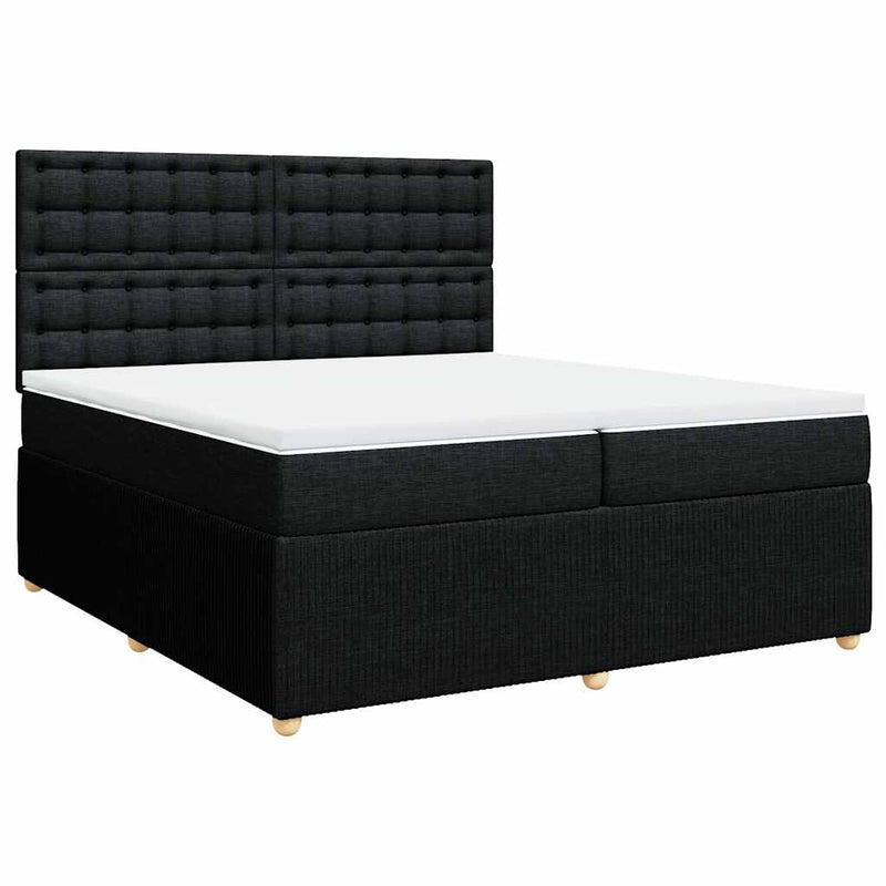 Pat box spring cu saltea, negru, 200x200 cm, textil