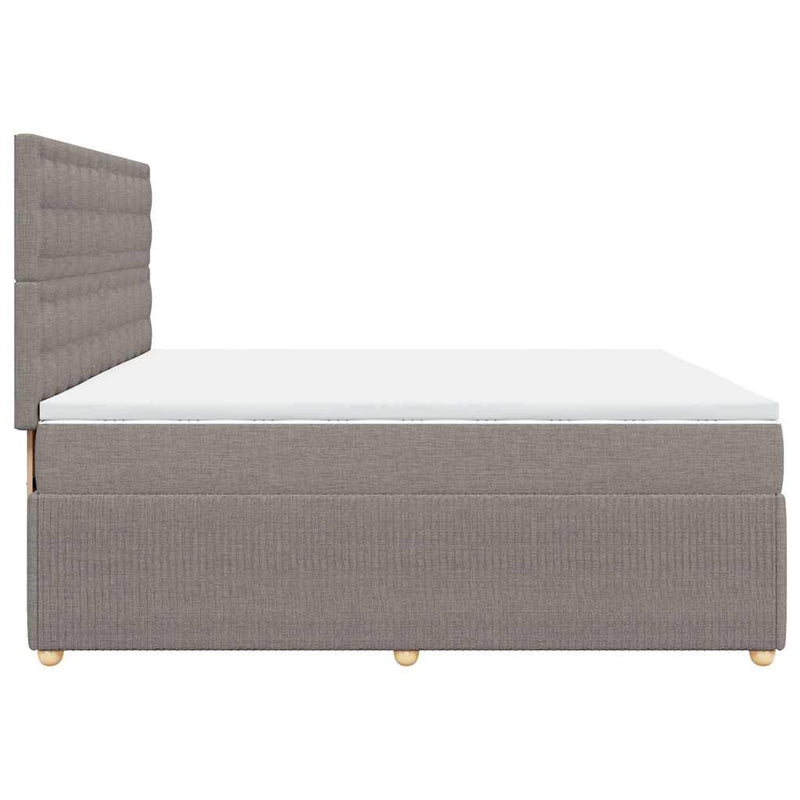 Pat box spring cu saltea, gri taupe, 200x200 cm, textil