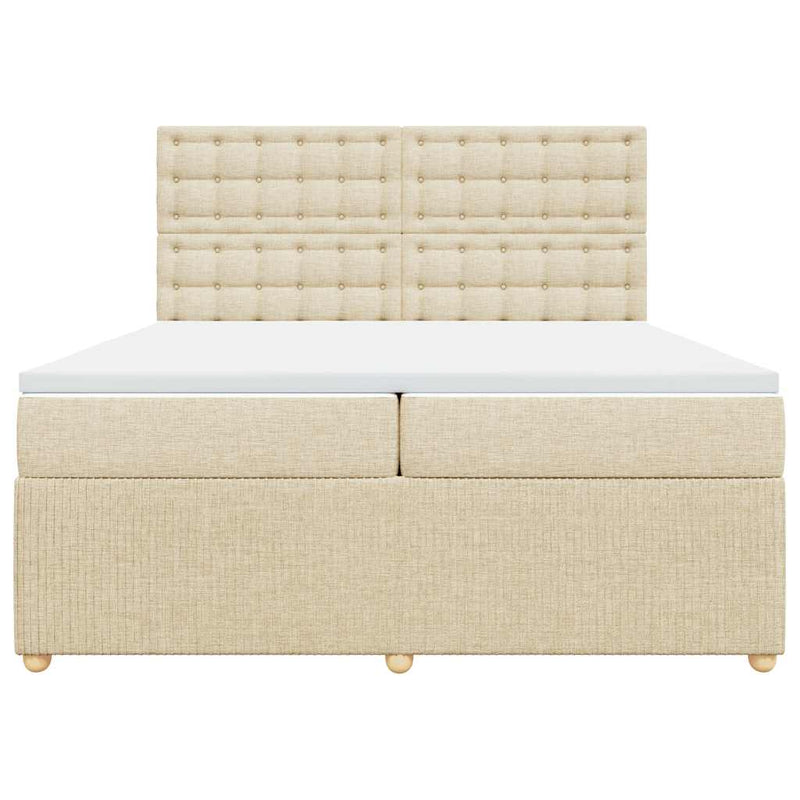 Pat box spring cu saltea, crem, 200x200 cm, textil