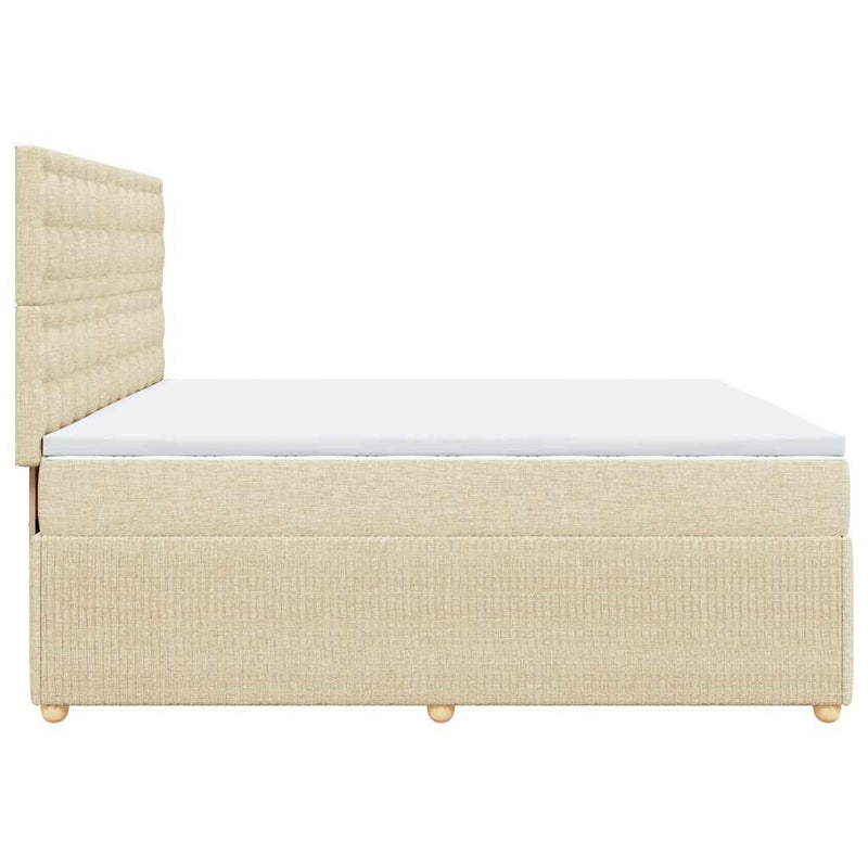 Pat box spring cu saltea, crem, 200x200 cm, textil