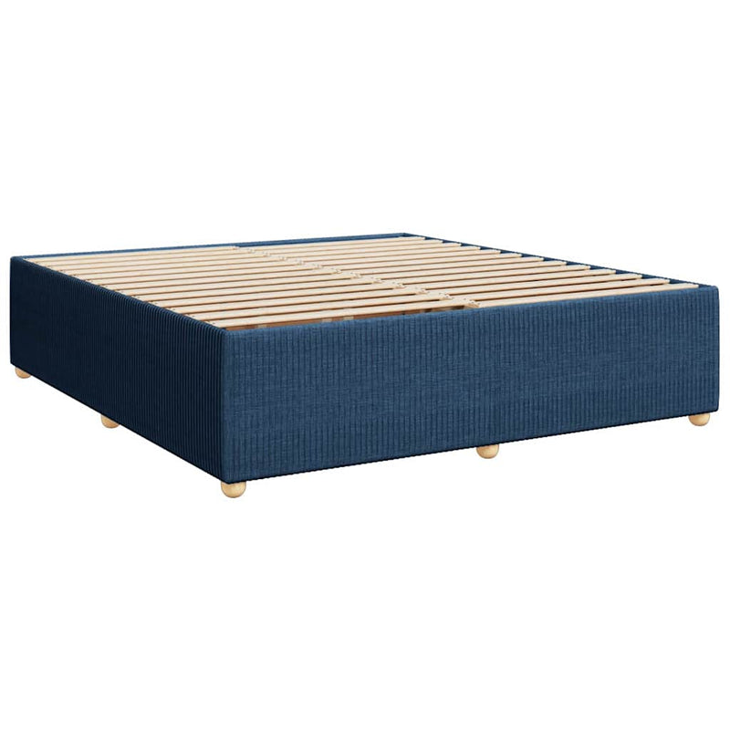 Pat box spring cu saltea, albastru, 200x200 cm, textil