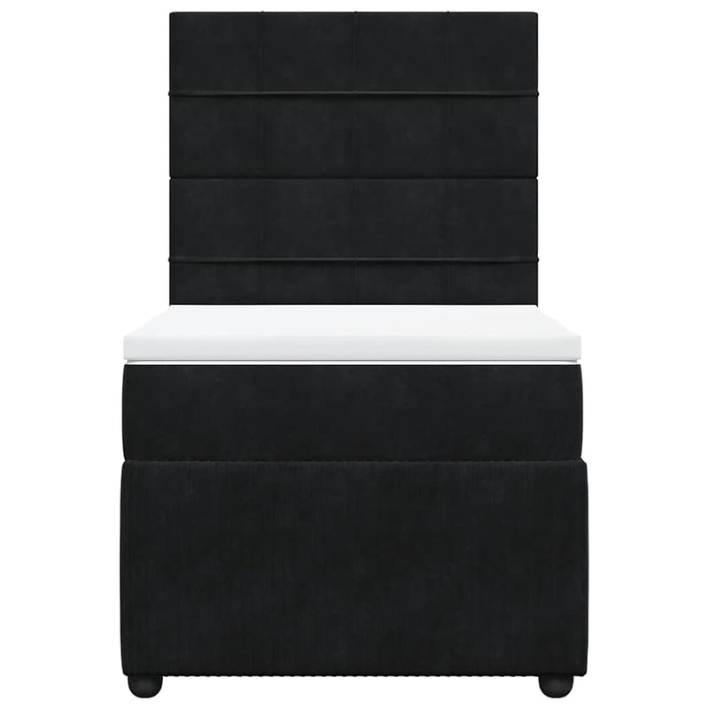 Pat box spring cu saltea, negru, 80x200 cm, catifea