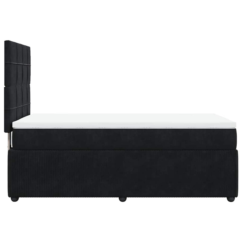 Pat box spring cu saltea, negru, 80x200 cm, catifea