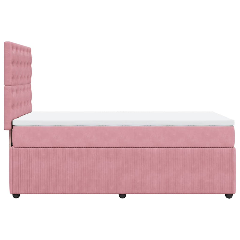 Pat box spring cu saltea, roz, 80x200 cm, catifea