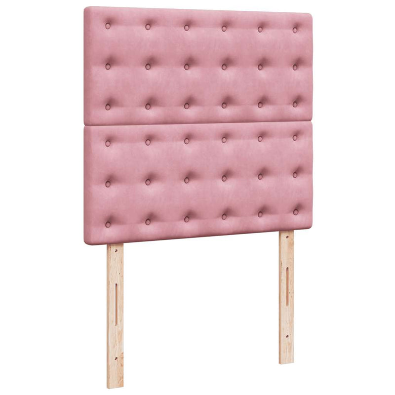 Pat box spring cu saltea, roz, 80x200 cm, catifea