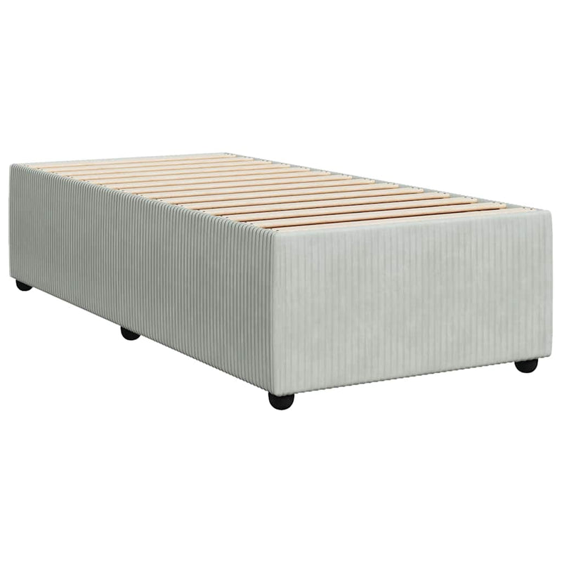 Pat box spring cu saltea, gri deschis, 90x190 cm, catifea