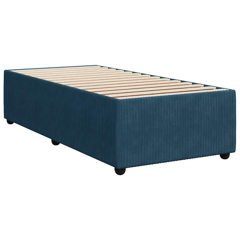 Pat box spring cu saltea, albastru închis, 90x190 cm, catifea