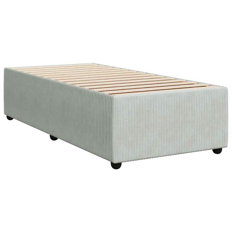 Pat box spring cu saltea, gri deschis, 90x190 cm, catifea